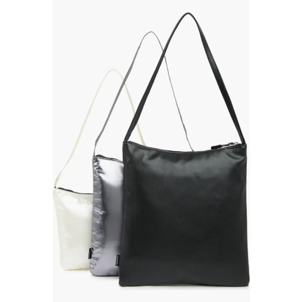Tahari Downtown S/3 Xbodies Shoulder Bag Set of 3 Black Silver Pearl White